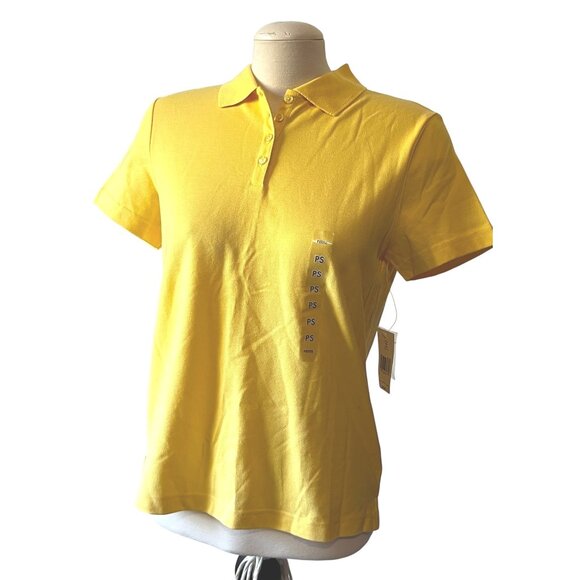 Kim Rogers Yellow Short Sleeve Collared Cotton Polo Shirt Sz Small Petite Womens - Picture 6 of 8